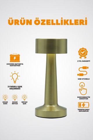 Hangast Hl-007g Dekoratif Metal Gold Masa Lambası Ledli 5