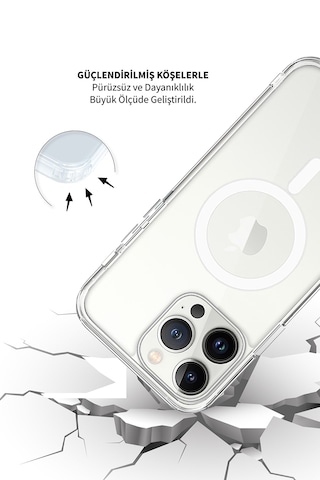 Iphone 11 Uyumlu Magsafe Kablosuz Şarj Özellikli Şeffaf Kılıf