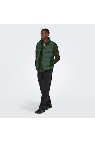 Only & Sons Only&sons Union Seamless Life Puffer Erkek Haki Dik Yaka Yelek Haki