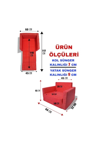 Çocuk Koltuğu Komple Sünger Katlanabilir Yataklı 0-6 Yaş Döşemelik Kırmızı Kumaş