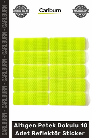 Reflektör Honeycomb Reflektif Güvenlik Bandı Altıgen Petek Dokulu 10 Adet Reflektör Sticker Seti