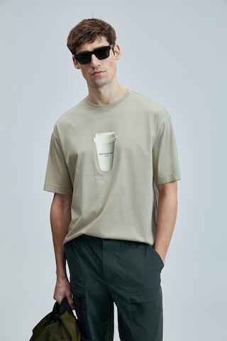 Lufian Omen Modern Grafik T- Shirt Bej Bej 111020252100550 Bej