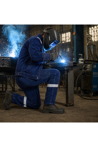 Kot Denim Reflektörlü,kaynak İşleri İçin,dayanıklı,ağır Bakım,inşaat Ve İş Pantolon Lacivert