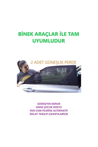 2 Adet Araba Yan Cam Güneşlik Perde Araç Arka Yan Cam Perdesi