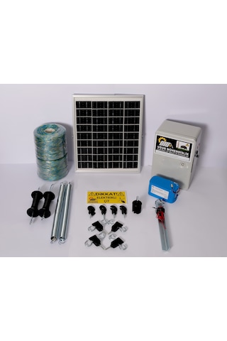 Elektrikli Çit 12a Lifepo4 Set-8 Domuz Ayı Kovucu 25 Watt Panel 1000mt Örgü 200 Ad. Ağaç İzolatör
