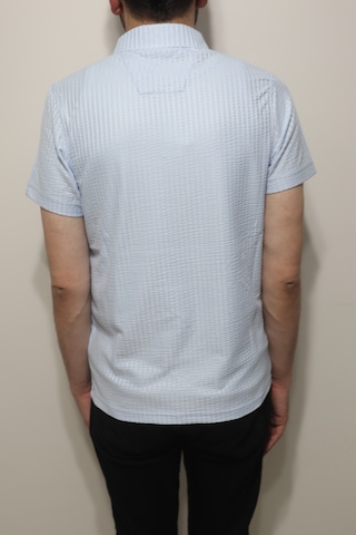 Santa Dmctekstil Erkek Tshirt-1336 Çizgili Spor Kesim Rahat Kalıp Polo Yaka T-shirt Mavi