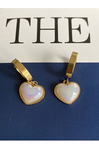 Vintage Kalp Sallantılı Çelik Kararmaz Gold Kaplama Küpe Çifti