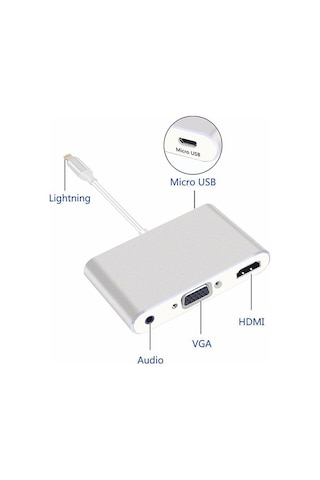 Apple Uyumlu iPhone iPad P32 Hdmı Vga Av Audıo Dönüştürücü Adaptör