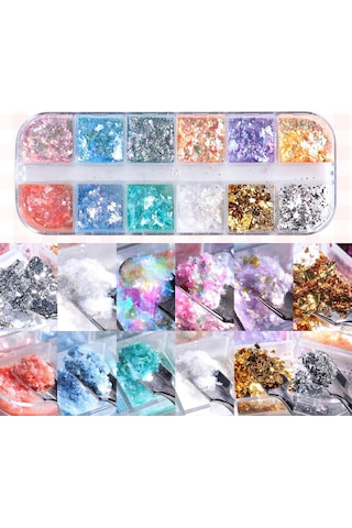 Tırnak Süsleme Yüki İnce Folyo Glitter Pulları Renkli Nail Art
