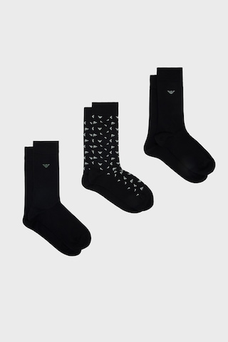 Emporio Armani Logolu 3 Pack Çorap Erkek Çorap Em000554 Af25376 Mc647 Siyah
