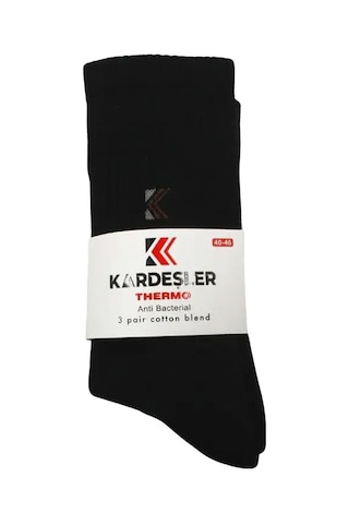 Erkek Havlu Pamuklu Kışlık Kalın Siyah Soket Çorap Termal 3'lü Paket Siyah