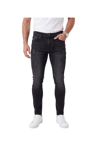 Deepsea Erkek Slim Fit %98 Pamuk Likralı Taşlanmış Yıpratma Detaylı Siyah Kot Pantolon 2600041