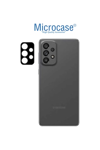 Microcase Samsung Uyumlu Galaxy A73 5G Kamera Camı Lens Koruyucu MetalÇerçeveli Kapalı Tasarım - Siyah