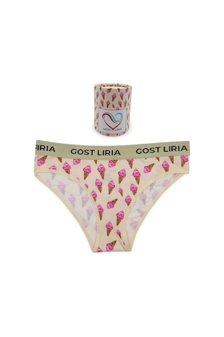 Gost Liria- İce Cream Desenli Kadın Slip Külot Ekru