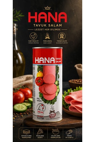Hana Chicken Luncheon Meat Smoke Flavor 835 G Füme Tavuk Salam