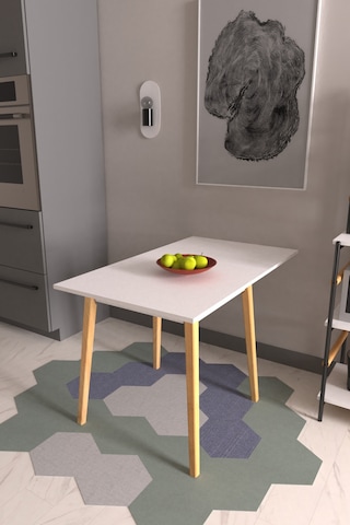 Vilinze Avanos Katlanır Mdf Ahşap Mutfak Masası - 70x80 Cm Beyaz Naturel