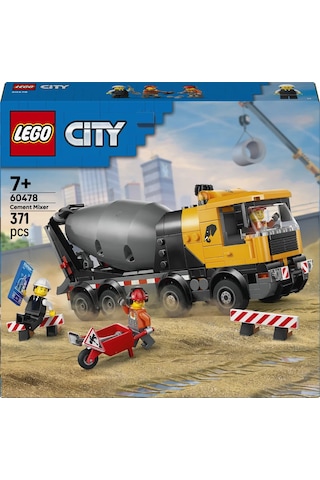 LEGO® City Beton Mikseri 60478 - 7 Yaş ve Üzeri Çocuklar İçin Minifigür İçeren Yaratıcı Oyuncak Yapım Seti (371 Parça)