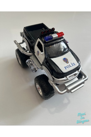 Metal Çek Bırak Sesli Canavar Polis Arabası 13x7x9 Cm Siyah