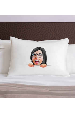 Bk Gift Kişiye Özel Karikatür Tasarımlı Pamuklu Yastık Kılıfı-3 50x70cm , Sevgiliye , Ev si, Tasarım Ev Tekstili