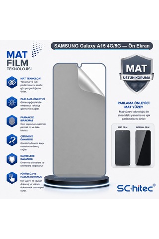 Samsung Galaxy A15 4g/5g Uyumlu Ön Yüzey Mat Hidrojel Ekran Koruyucu 57498191
