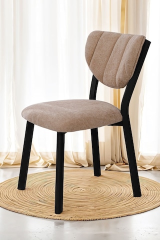 Nemeron Mutfak Masa Sandalyesi Kafe Restoran Yemek Odası Çizgili Yarmalı Sandalye Silinebilir Sütlü Kahve Sütlü Kahve