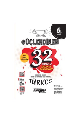 Ankara Yayınları 6. Sınıf Türkçe + Matematik 32 Haftalık Güçlendiren Kazanım Denemesi Seti