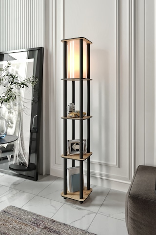 Estantes Kare Raflı Lambader Safir Meşe Şapka Rengi