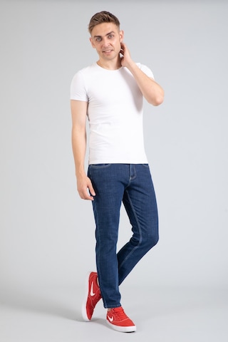 Yeni Sezon Erkek Denim Standart Fit Likralı Fermuarlı Jean Kot Pantolon 1122-Mavi