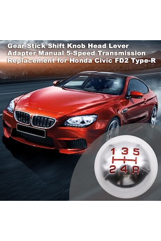 Lemestar Honda Civic İçin Ergonomik 5 Vitesli Metal Vites Topuzu - Kolay Montaj, Konforlu Sürüş Gümüş