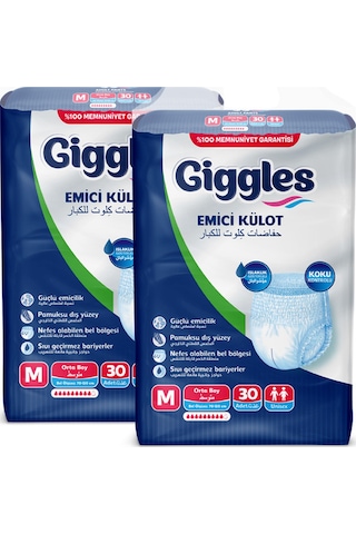 Giggles Yetişkin Emici Külot Hasta Bezi M 2 x 30'lu