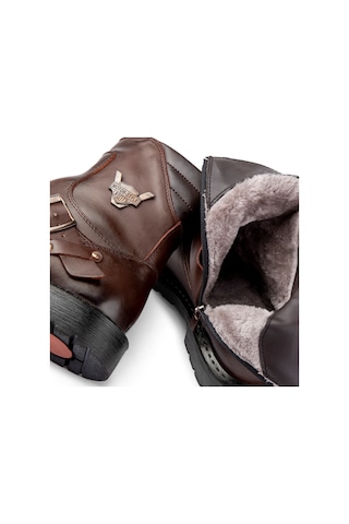 Ducavelli Rock Hakiki Deri Erkek Bağcıksız Kürklü Postal Bot, Harley Bot Kahverengi