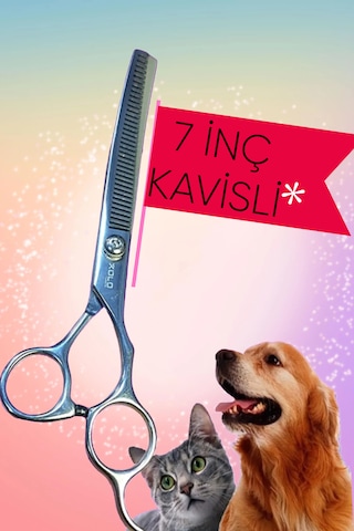 Pet Shop Makası 7 İnç Kavisli Ara Makas Ergonomik Tasarım Kolay Ş