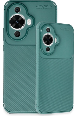 Huawei Nova 12s Kılıf Auto Focus Karbon Kapak Koyu Yeşil
