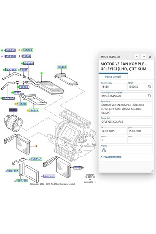 Kalorifer Motoru Focus 04 C.max 03 Kale 343405 - 3m5h 18456 Ad