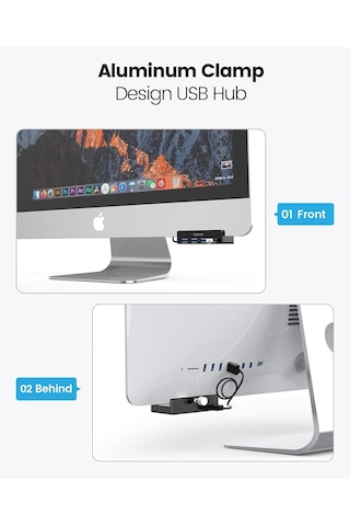 Orico Mh4pu-p 4x Usb 3.0, Güç Girişli, Alüminyum, Masa Ve Monitör Ayarlı, Kolay Kullanım Usb Hub - Siyah