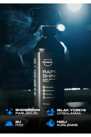 Rapidshine Araç Detay Spreyi Hızlı Cila Etkisi Derin Renk Showroom Parlaklığı 6 Ay Dayanım 500 ML