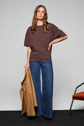 Grımelange Lagertha Kadın %100 Organik Pamuklu Kalın Dokulu Oversize Fit Yuvarlak Yakalı Koyu Kahver Koyu Kahverengi