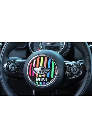 Mini Cooper F Serisi Uyumlu Direksiyon Göbeği Sticker Rainbow F56