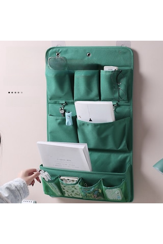 Dianziye Duvar Monteli Kumaş Depolama Çantası - Yatak Odası, Dormitorium İçin Telefon, Aksesuar Saklama - İki Katlı Gizemli Gri - Kolay Kurulum