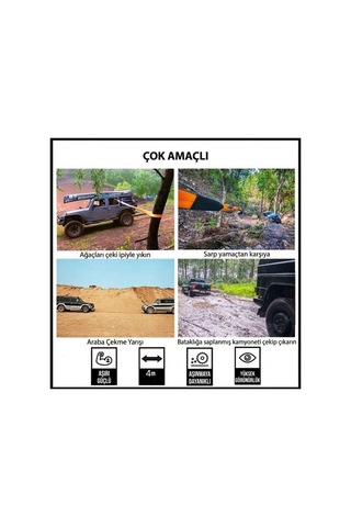 3 Ton Çeki Halatı 2.5 Metre Kemer Tipi %100 Polyester Çelik Kancalı Oto Kurtarma Yol Yardım Halatı Glz03403020