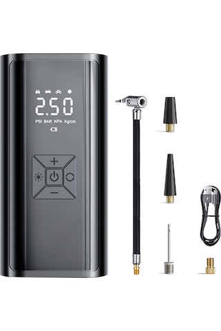 Yaozixa Araç Lastikleri İçin Taşınabilir Akıllı Hava Kompresörü, Kablosuz, Sayısal Göstergeli, 60w, 150psı, Powerbank Özelliği Usb-c Şarj