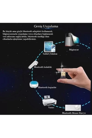 Kumsal Concept Bluetooth V4.0 Usb Dongle Adaptör 20m Mesafeli Csr 4.0 Tak Çalış