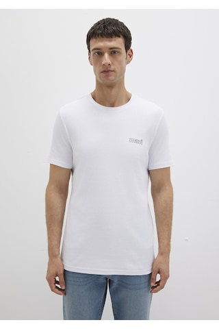 Mavi - Beyaz Basic Tişört 0610360-620 Beyaz