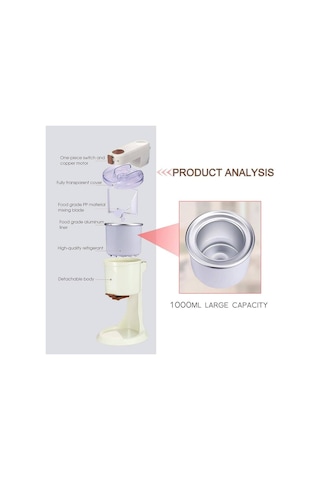 Snbgrye Dondurma Makinesi, Ev İçin Soft Dondurma Makinesi, 1000ml Kapasite 4d Çift Karıştırıcı, Temizlemesi Kolay, Ev İçin, Sütlü Çay Dükkanı, Kafe, Ev Yapımı Dondurma İçin Dıy Dondurma Makinesi
