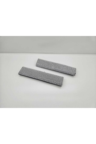 Pırlanta Gümüş Direksiyon Kılıfı Taşlı Boyun Yastığı Ve Emniyet Kemer Pedi 3 Lü Tam Set Gümüş