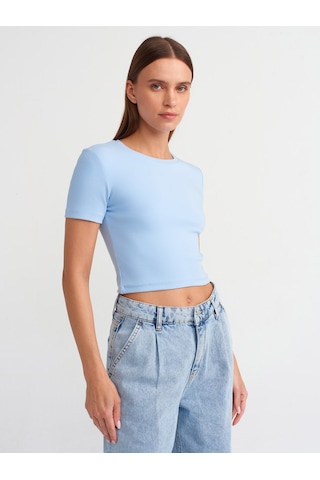 Dilvin Crop T-shirt 101a30124 Mavi