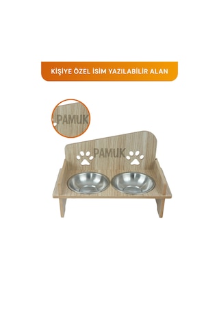 İsim Yazılabilir Kare Mama Kabı Ve Keçe Kedi Ve Küçük Irk Köpek Evi Seti Gri