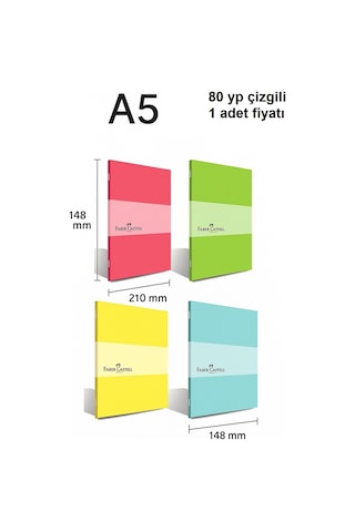 Faber-castell Pp Kapak Pastel Dikişli Defter 80 Yaprak Çizgili A5