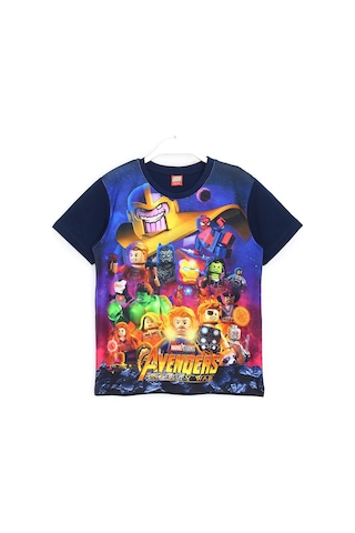 Lego Avengers Infinity War 3D Baskılı Erkek Çocuk Kısa Kol Tişört Lacivert