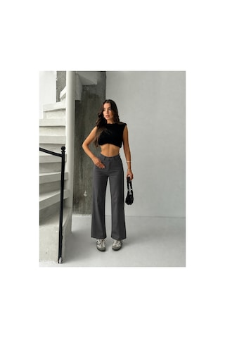 Bluemarlin Kadın Yüksek Bel Füme Keten Boyfriend Bol Paça Füme